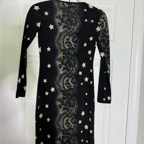 fx missony italy Black and Cream Star Pattern Dress - Picture 5 of 11